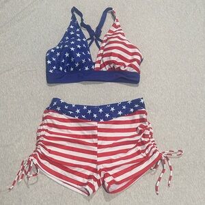 USA flag Stars & Stripes Two-Piece Swim Set - Red, White & Blue